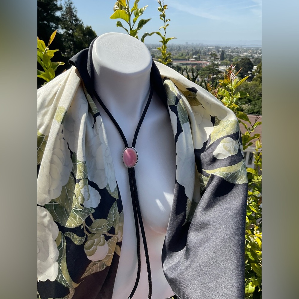 Native made Bolo with pink conch, sterling silver accessory